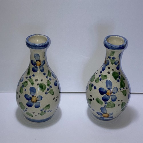 Pair pretty hand painted - of,