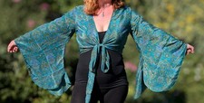 Teal green Kimono Wrap Top Paisley summer silk style 8 10 12 14 16 18 20 wedding