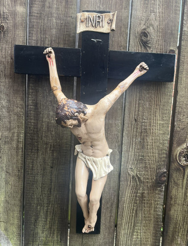 Antique french crucifix - french,