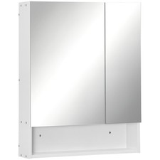 kleankin Wall Mount Medicine Cabinet with Mirror and Adjustable Shelf, White