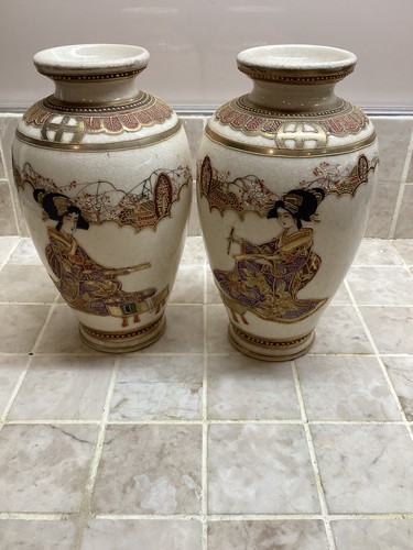 Pair japanese satsuma vases - japanese,