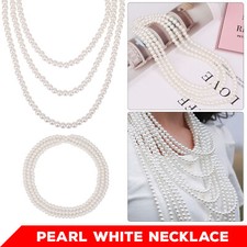 New Pearl Chain Necklace White