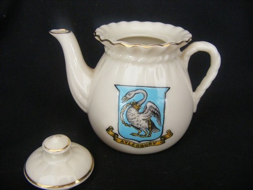Swan crested china tea pot - china,