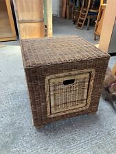 Brown Wicker Rattan Square Cube Coffee Table with Drawer Storage 56 x 56 cm
