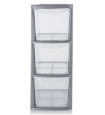 Silver Plastic Medium 3 Drawer Tower Storage Unit A5 Stationery Filing 47.5cm