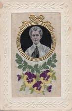 WW1 Embroidered SILK POSTCARD - Silk Insert - Nurse Edith Cavell