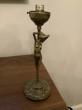 Moreau Vintage Reproduction Art Deco Nouveau Bronze Style Lady Figure Table Lamp
