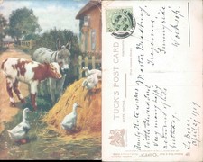 Farm animals with haystack