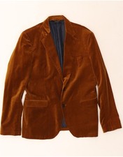 ZARA Mens 2 Button Velvet Blazer Jacket US 42 Large Brown Cotton DR66