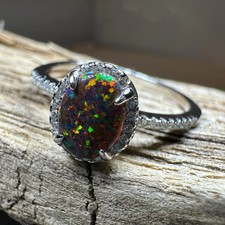 Opal Engagement Ring Black