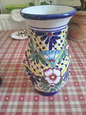 Talavera Ceramic Vase Hand Painted In Mexico Mexican Pottery