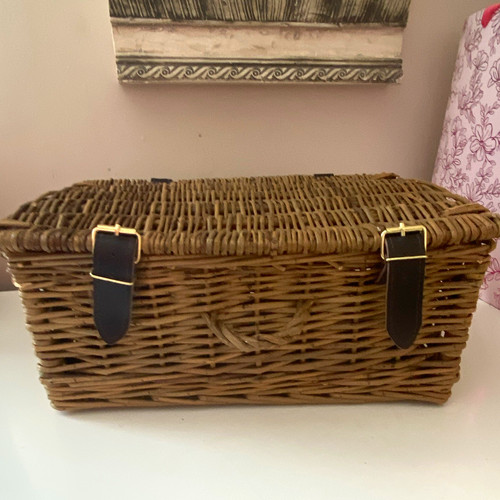 Brown wicker picnic basket - brown,