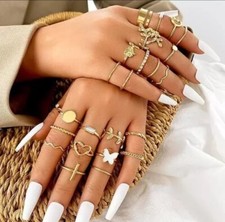 16 Vintage Piece Stackable Knuckle Ring Collection