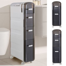 2-4 Tier Slim Narrow Storage Cabinet Drawer Mobile Bathroom Bedroom Organizer