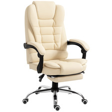HOMCOM Executive Office Chair, Footrest, Cream  , Refurbished