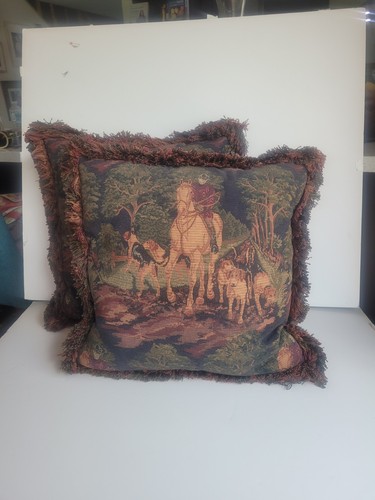 Fox hunt tapestry pillows - fox,