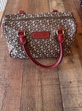 DKNY Monogram Boston Bag Red