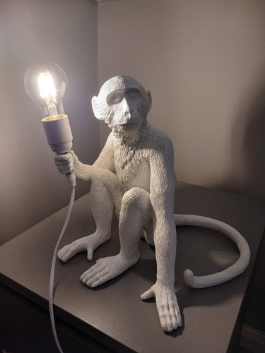 White resin monkey - white,