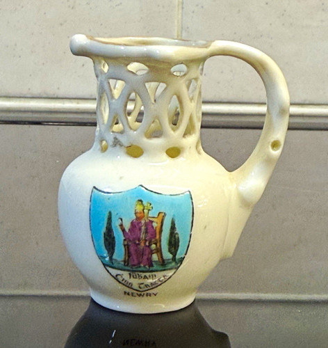 Ceramic mini jug white blue - jug, white/blue