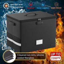 Fireproof Document Box & Lock File Storage Organizer Case Waterproof Safe Bags