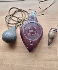 Antique Vintage Plumb Bob's And  Stanley Chalkomatic Brick Laying Tools