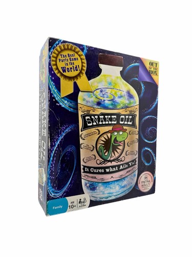 Snake oil board game has - game, box