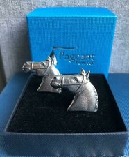 HORSE HEAD WITH TACK ENGLISH SILVER PEWTER CUFFLINKS IN PRESENTATION GIFT BOX 