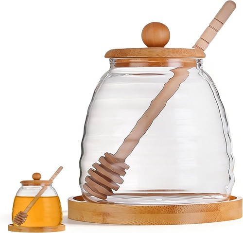 Glass honey pot 500ml - honey, with