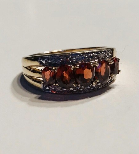 9ct gold diamond garnet - diamond,