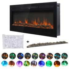 Electric Fire 50 Inch LED Insert Wall Hung 9 Colours Flame with Remote Control