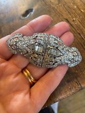 VINTAGE ANTIQUE DUETTE RHINESTONE PASTE DUETTE PIN BROOCH DRESS CLIPS