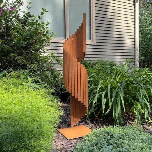Modern metal garden sculpture - garden,