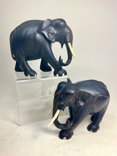 Two small vintage hand carved - two,