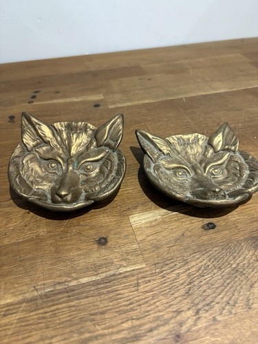 Pair vintage brass fox - pair,