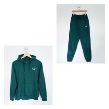 Puma Tracksuit Womens Hoodie Size L Tracksuit Bottoms Size XS Green Set Jersey