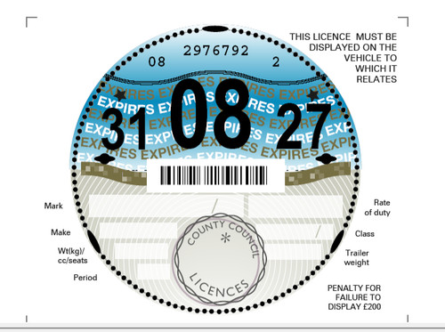 Vehicle tax disc - tax, all