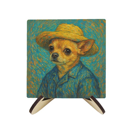Van gogh dogs ceramic coaster - van,