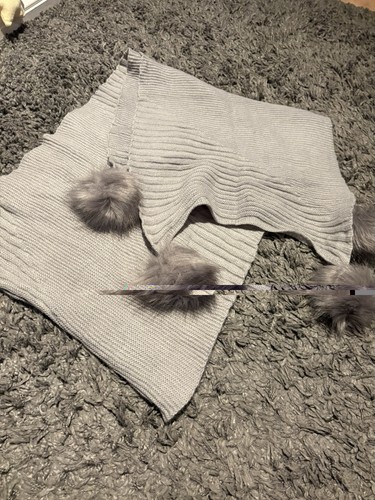 Grey knit scarf wrap shawl - knit,