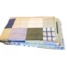 Ikea Comforter Quilt Reversible Gingham Patchwork blanket 47 x 71” blue green