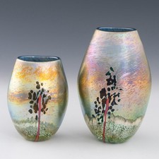 Two Norman Stuart Clarke Vases with Tree Design 1996