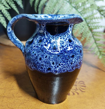 Avalon Pottery Tintagel Cornwall Blue Lava Glaze Jug Studio Art Pottery Vase