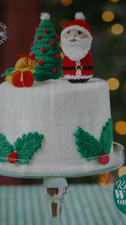 Knitting Pattern For Gorgeous Decorated  Christmas  Cake in D.K - 4ins  tall