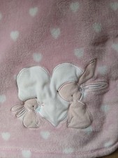 Primark 2 Bunny Heart Fleece Baby  Blanket