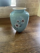 Vintage 50's/60's Duck egg blue vase with Daisy design