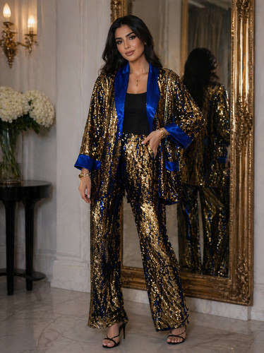 Women gold blue sequin two - women’s,