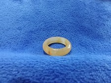 Polished Solid Gemstone Band Ring - Yellow Agate - Size P