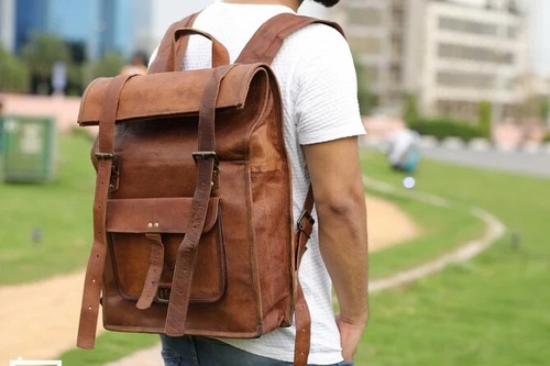 Leather backpack rucksack - leather,