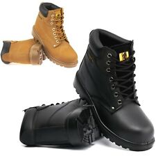 MENS LEATHER SAFETY BOOTS ANKLE LACE STEEL TOE CAP WORK BLACK PPE HIKER SHOES SZ
