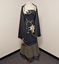 Jora Black Floral Embroidered Beaded Y2K Oriental Style Prom Formal Dress Small