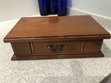 Vintage Jewellery Box Wooden with Large mirror and lift out tray